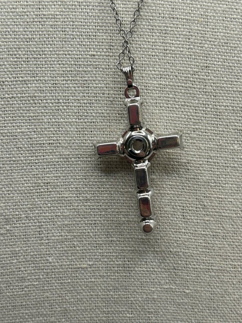 Cross Necklace Silver Tone Crystal Pendant Elegant Gift Lord’s Prayer Micro Text - Picture 6 of 11